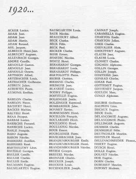 Liste 1de 1920 &agrave; 1950 (A &agrave; DUPONT)